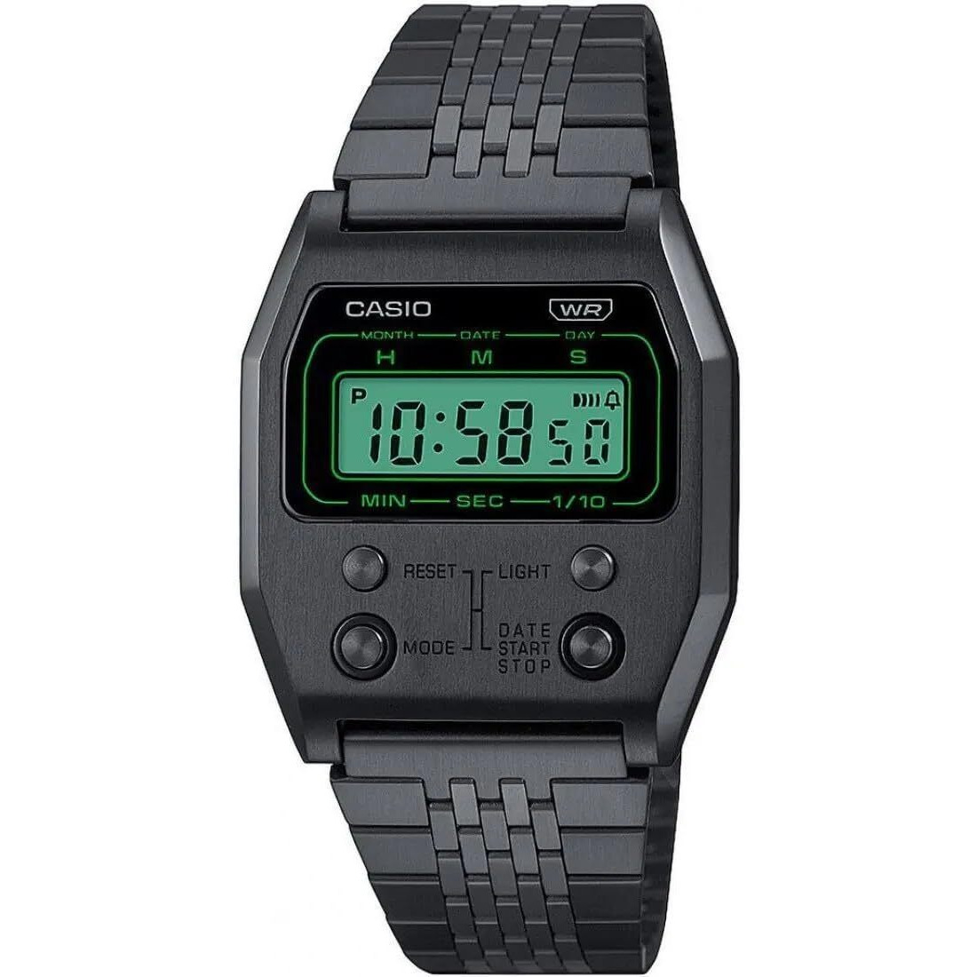 Casio Vintage Digital Black Ion Plated Stainless Steel Quartz A1100B-1 Unisex Watch