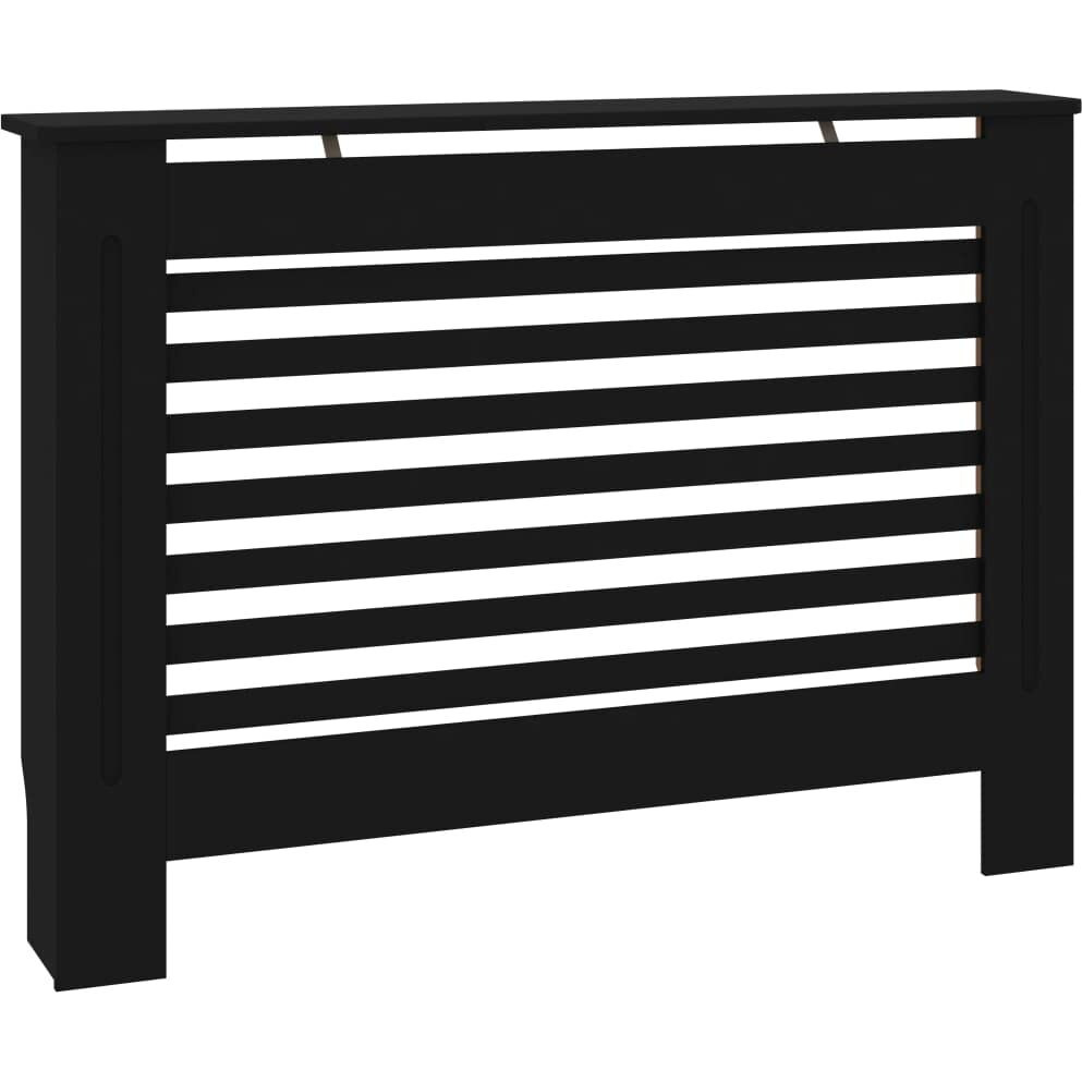 Vidaxl Stylish And Practical Black Mdf Radiator Cover With Slatted Design, 44.1"&quotX7.5"&quotX31.9"", Water Base Laqucer Finish, Easy To Assemble