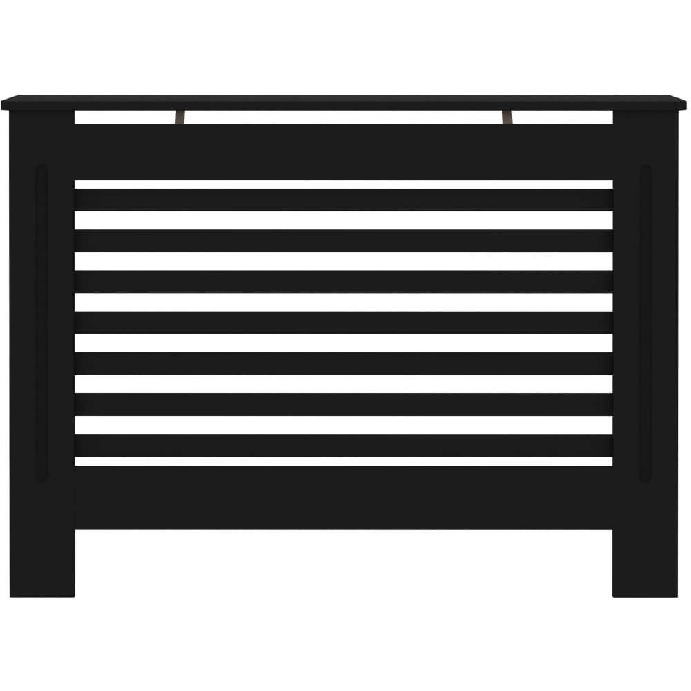 Vidaxl Stylish And Practical Black Mdf Radiator Cover With Slatted Design, 44.1"&quotX7.5"&quotX31.9"", Water Base Laqucer Finish, Easy To Assemble