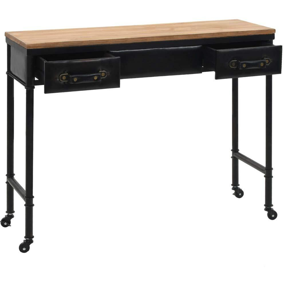Vidaxl Console Table With Castors 39.4"&quotX13"&quotX31.5"" Solid Wood Fir