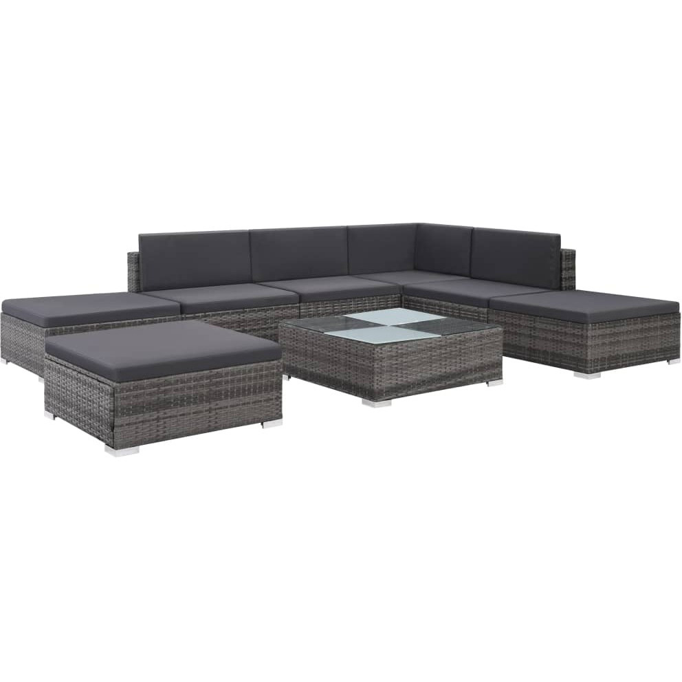 Vidaxl 8 Piece Patio Lounge Set With Cushions Poly Rattan Gray