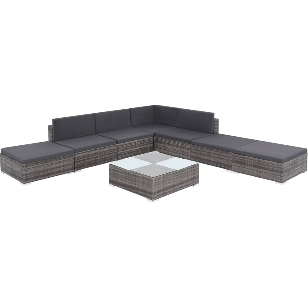 Vidaxl 8 Piece Patio Lounge Set With Cushions Poly Rattan Gray