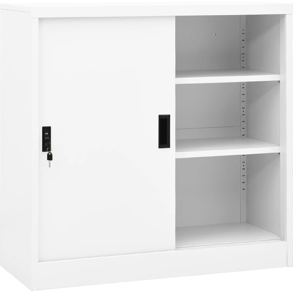 Vidaxl Office Cabinet With Sliding Door White 35.4"&quotX15.7"&quotX35.4"" Steel