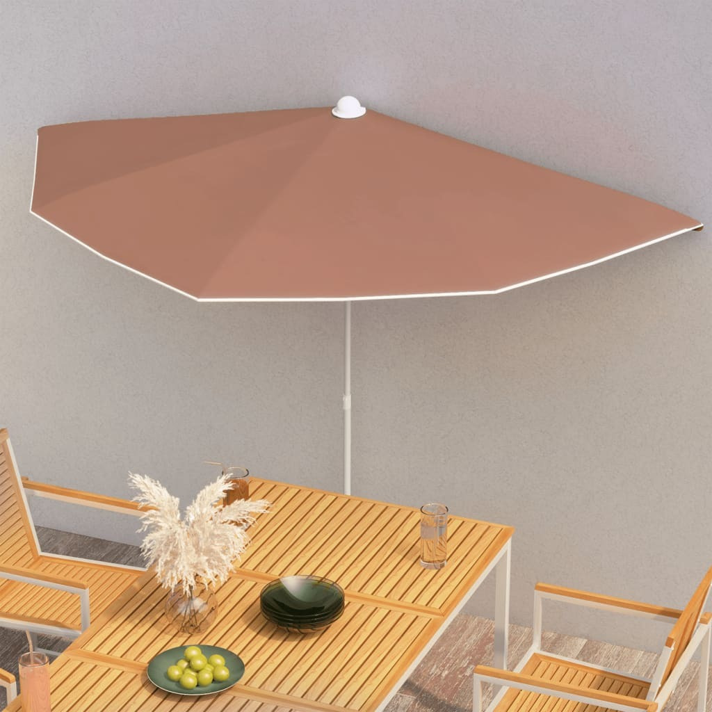 Vidaxl Garden Half Parasol With Pole 70.9"&quotX35.4"" Terracotta