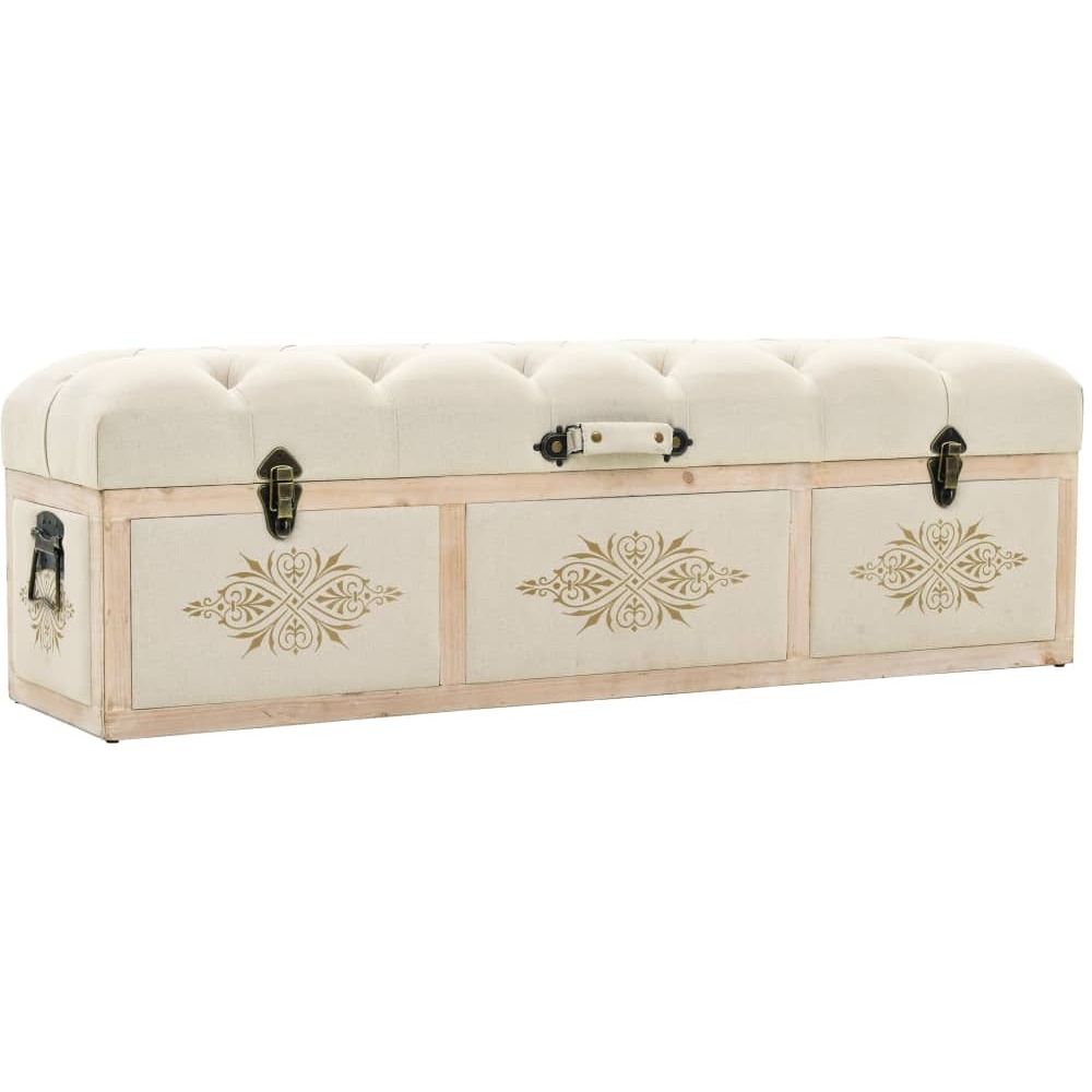 Vidaxl Storage Bench 43.3"" Cream Solid Wood Fir
