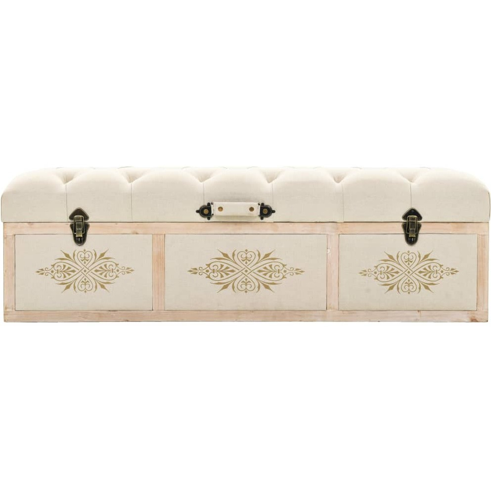 Vidaxl Storage Bench 43.3"" Cream Solid Wood Fir