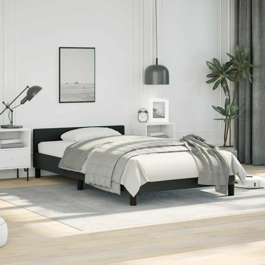 Vidaxl Bed Frame With Headboard Black 39.4"&quotX79.9"" Twin Xl Faux Leather