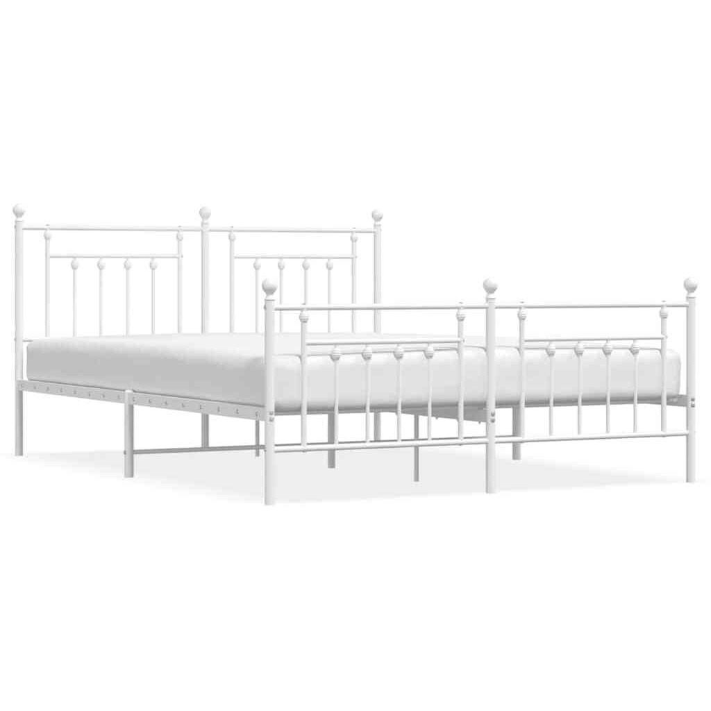 Vidaxl Metal Bed Frame With Headboard And Footboard White 72"&quotX83.9""