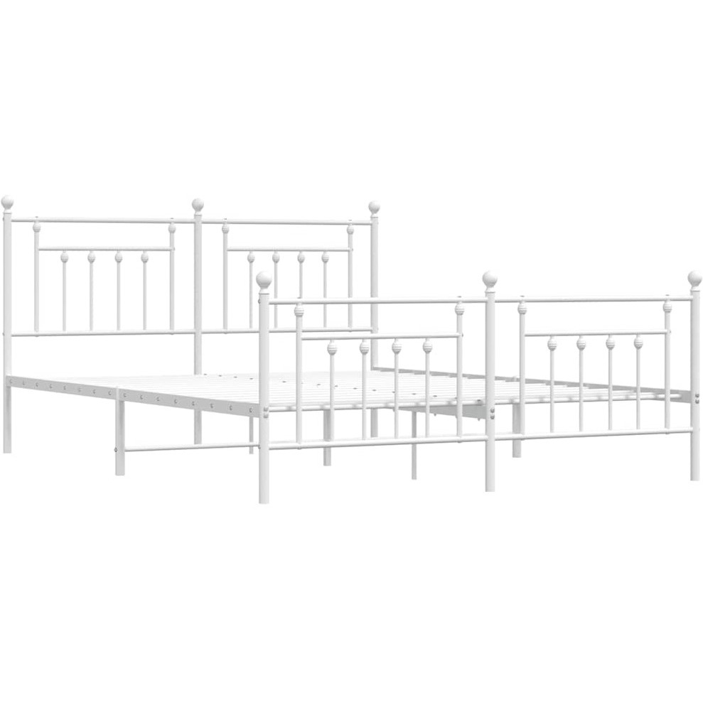 Vidaxl Metal Bed Frame With Headboard And Footboard White 72"&quotX83.9""