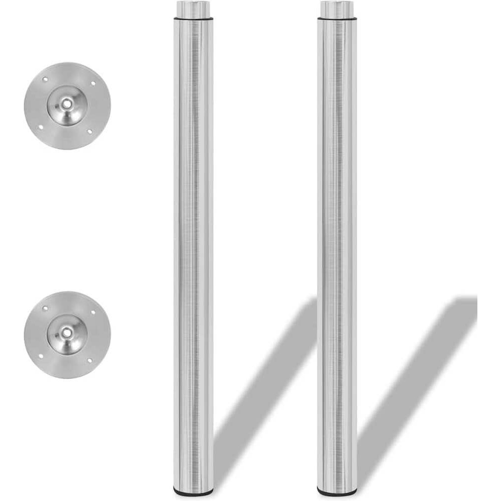 Vidaxl 2 Telescopic Table Legs Brushed Nickel 28""-43.3""