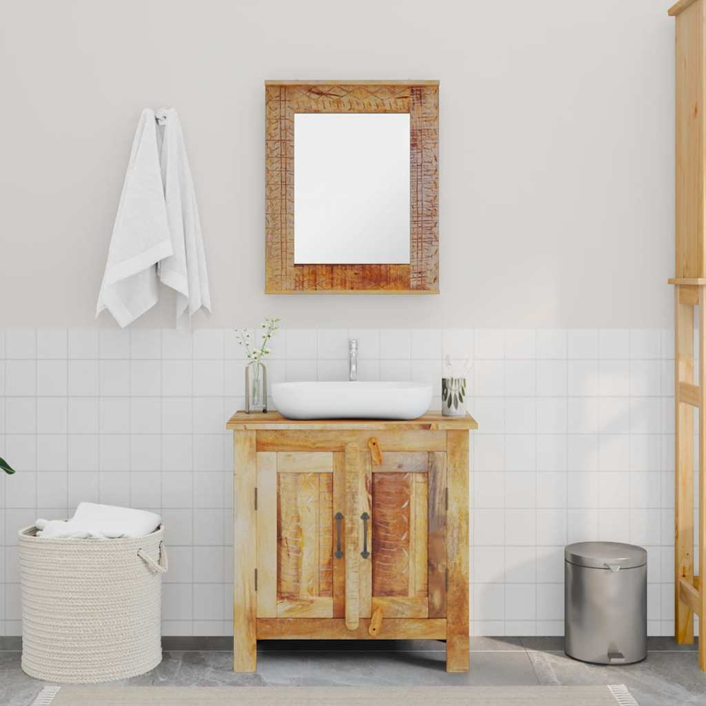 Vidaxl Bathroom Vanity Cabinet With Mirror Solid Mango Wood