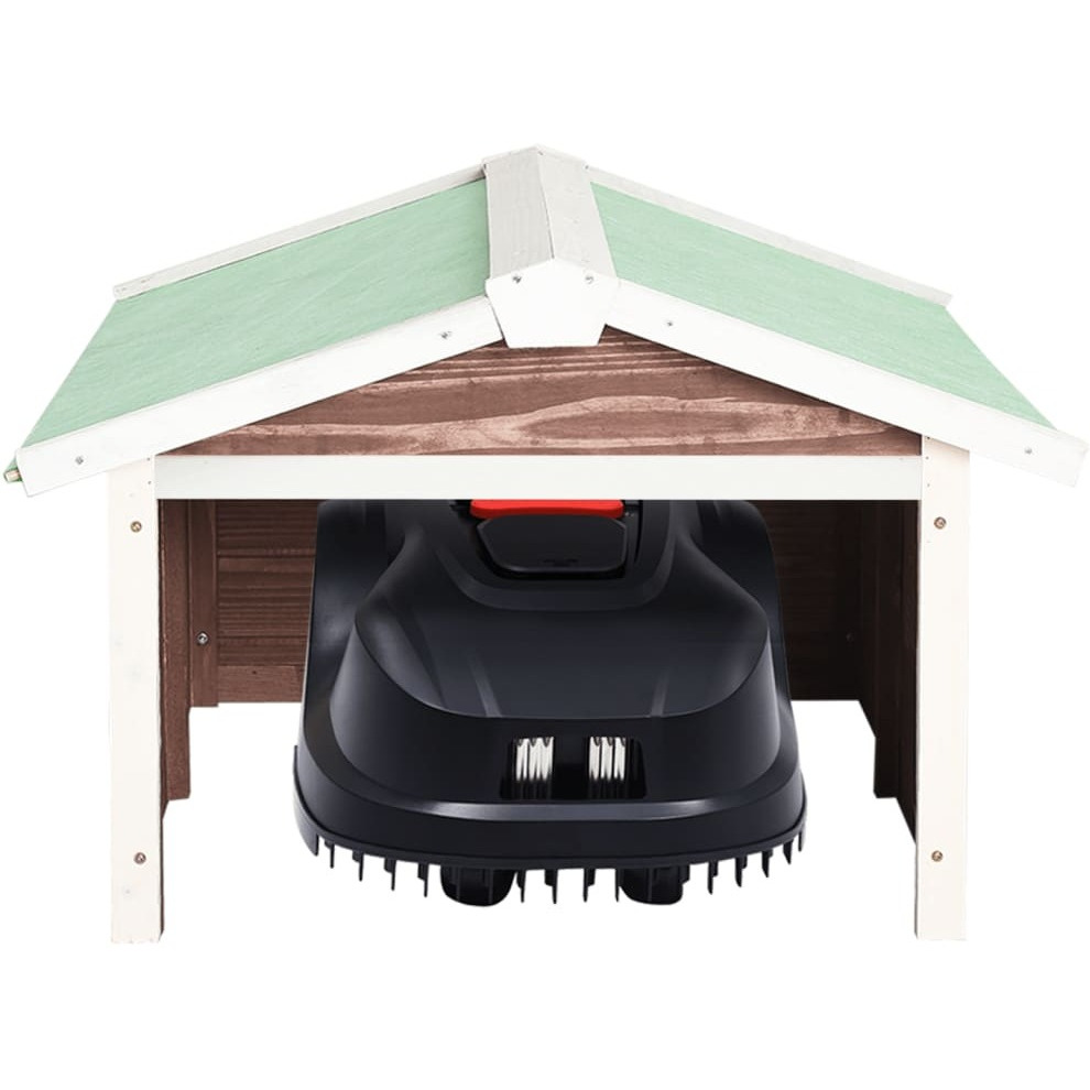 Vidaxl Robotic Lawn Mower Garage 28.3"&quotX34.3"&quotX19.7"" Mocca And White Firwood