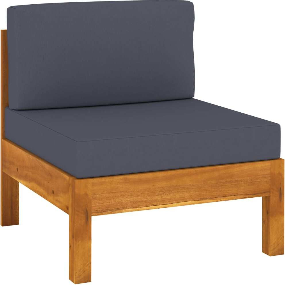 Vidaxl Middle Sofa With Dark Gray Cushions Solid Acacia Wood