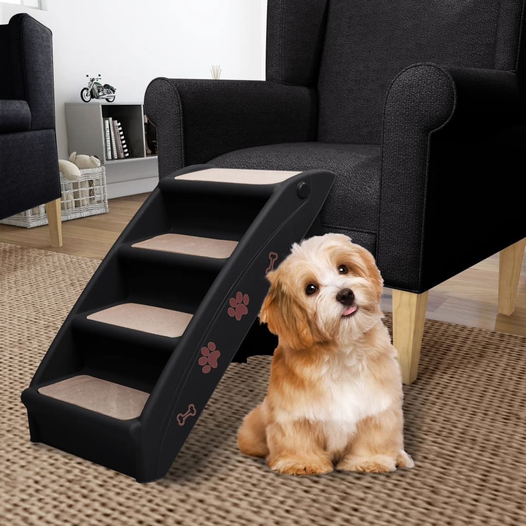 Vidaxl Folding Dog Stairs Black 24.4"&quotX15.7"&quotX19.5""