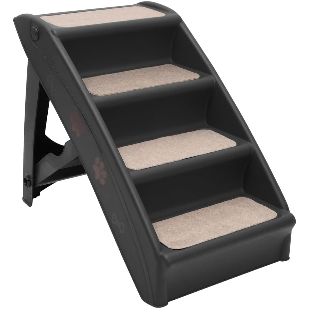Vidaxl Folding Dog Stairs Black 24.4"&quotX15.7"&quotX19.5""