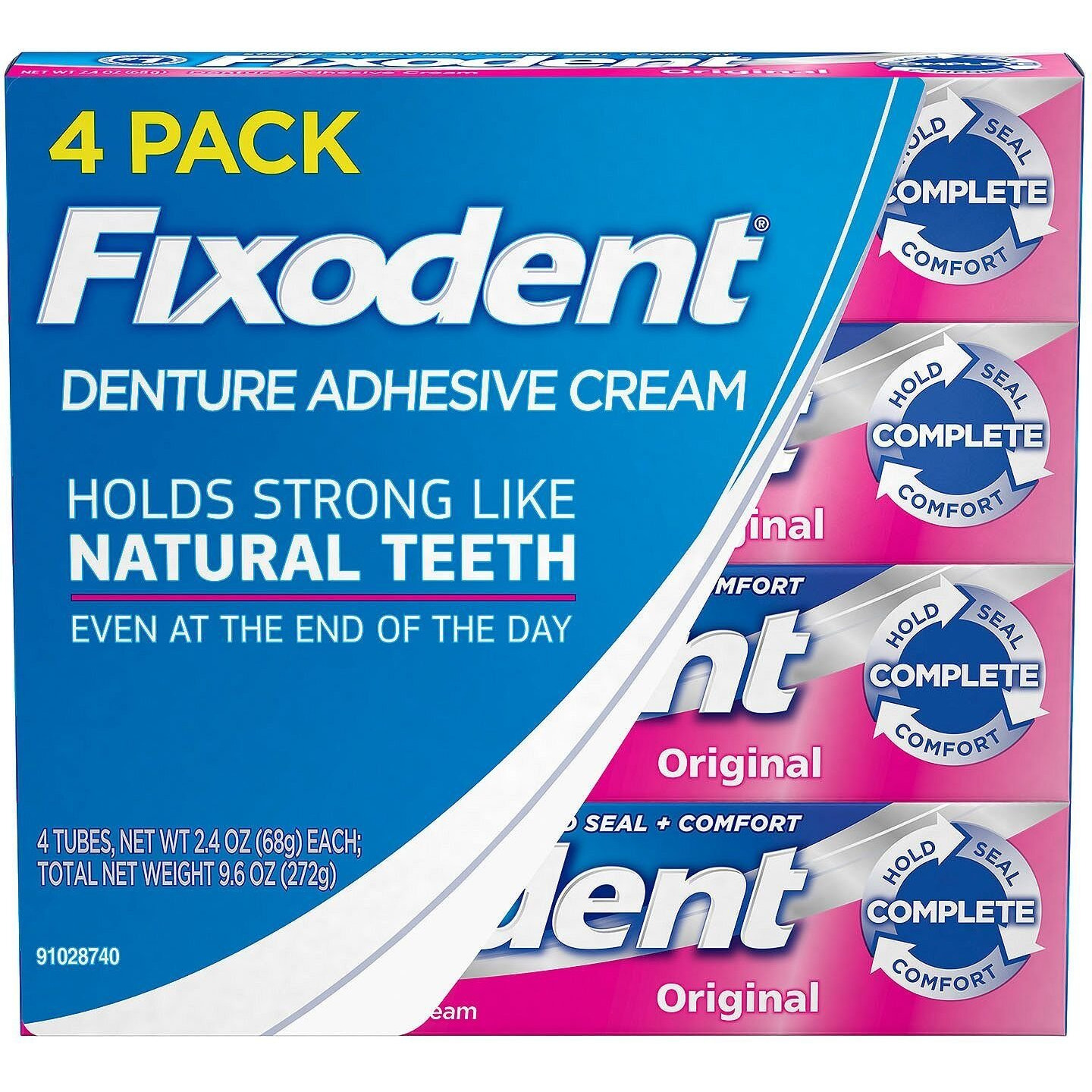 Fixodent Complete Original Denture Adhesive Cream, 4 Pk./2.4 Oz.