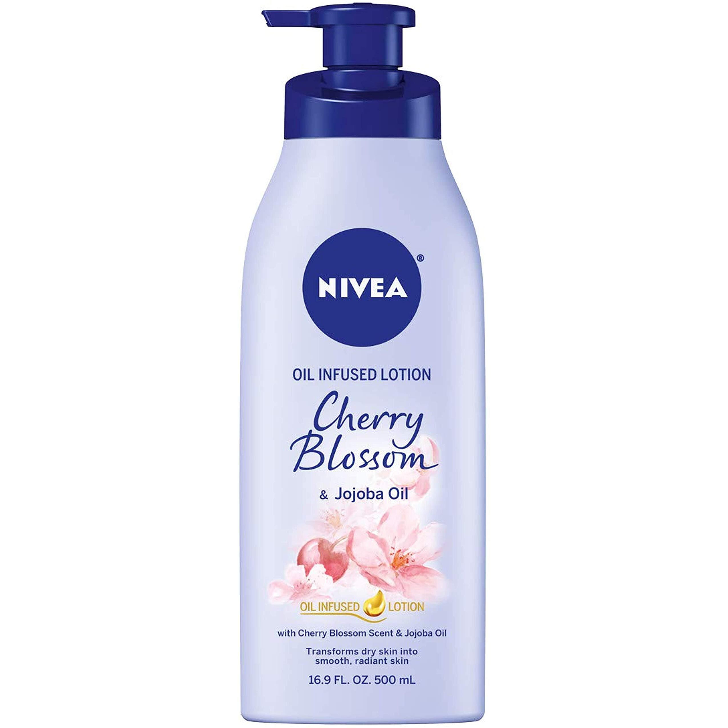 Nivea Oil Infused Body Lotion, Cherry Blossom Lotion With Jojoba Oil, Moisturizing Body Lotion For Dry Skin, 16.9 Fl Oz Pump Bottle