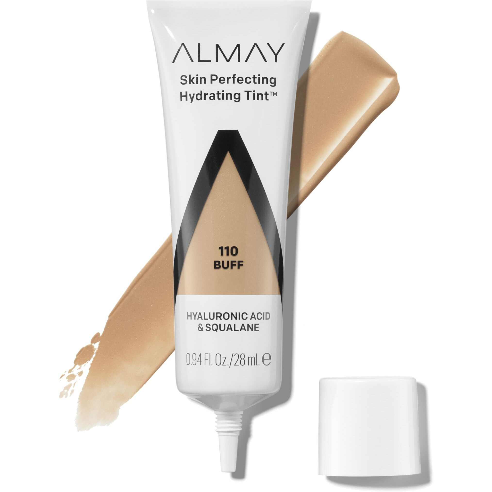Almay Hydrating Liquid Foundation Tint, Lightweight With Light Coverage, Naturally Dewy Finish, Hypoallergenic, Dermatologist Testedfragrance Free, 110 Buff, 0.94 Fl Oz.