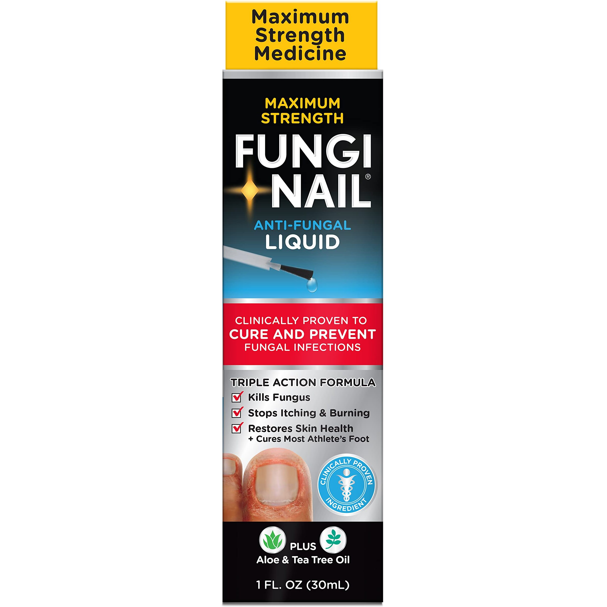 Fungi-Nail Anti-Fungal Liquid Solution, Kills Fungus That Can Lead To Nail & Athlete's Foot With Tolnaftate & Clinically Proven To Cure And Prevent Fungal Infections 1 Fl Oz (Pack Of 1)
