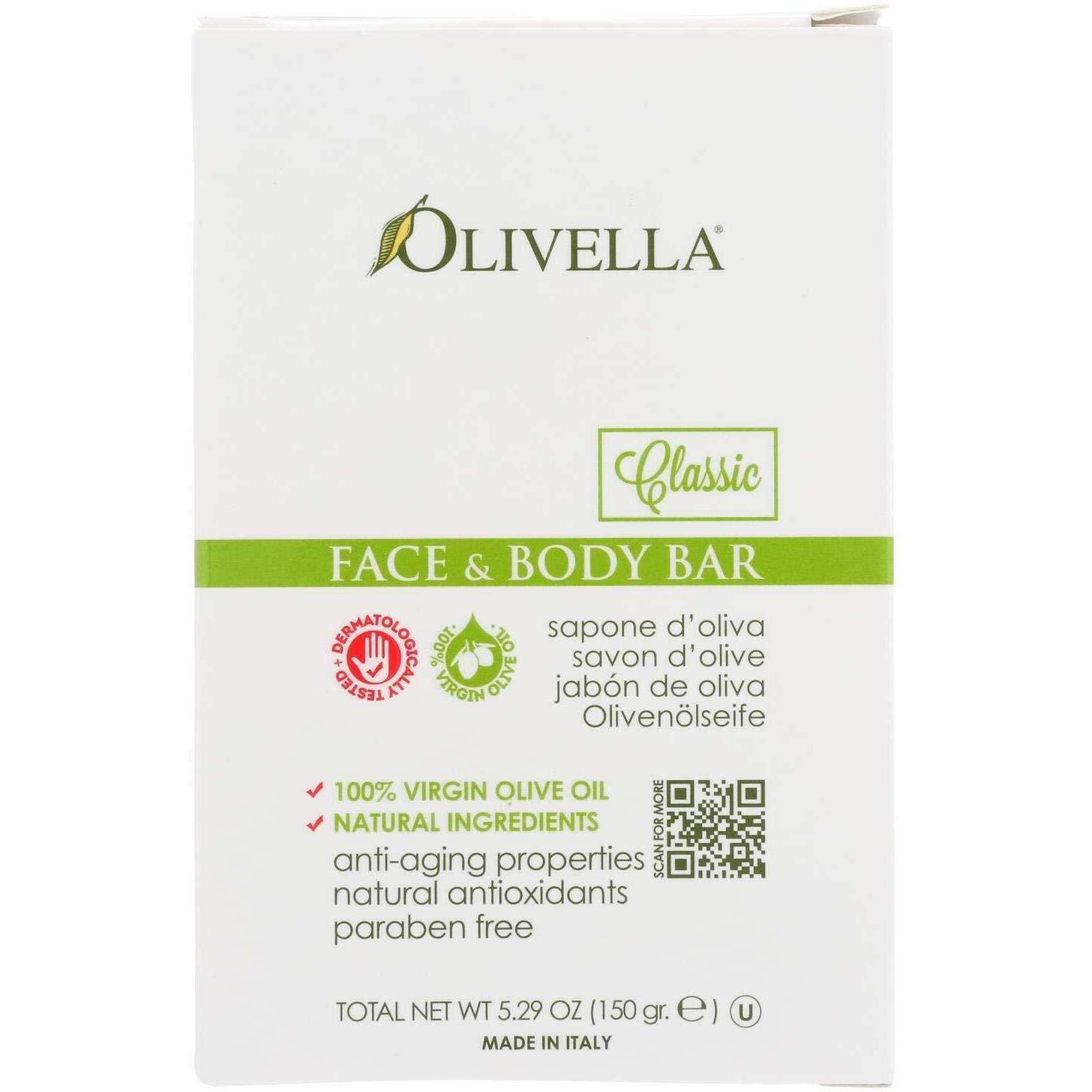 Bar Soap 100% Virgin Olive Oil Face & Body Olivella 5.29 Oz Bar Soap