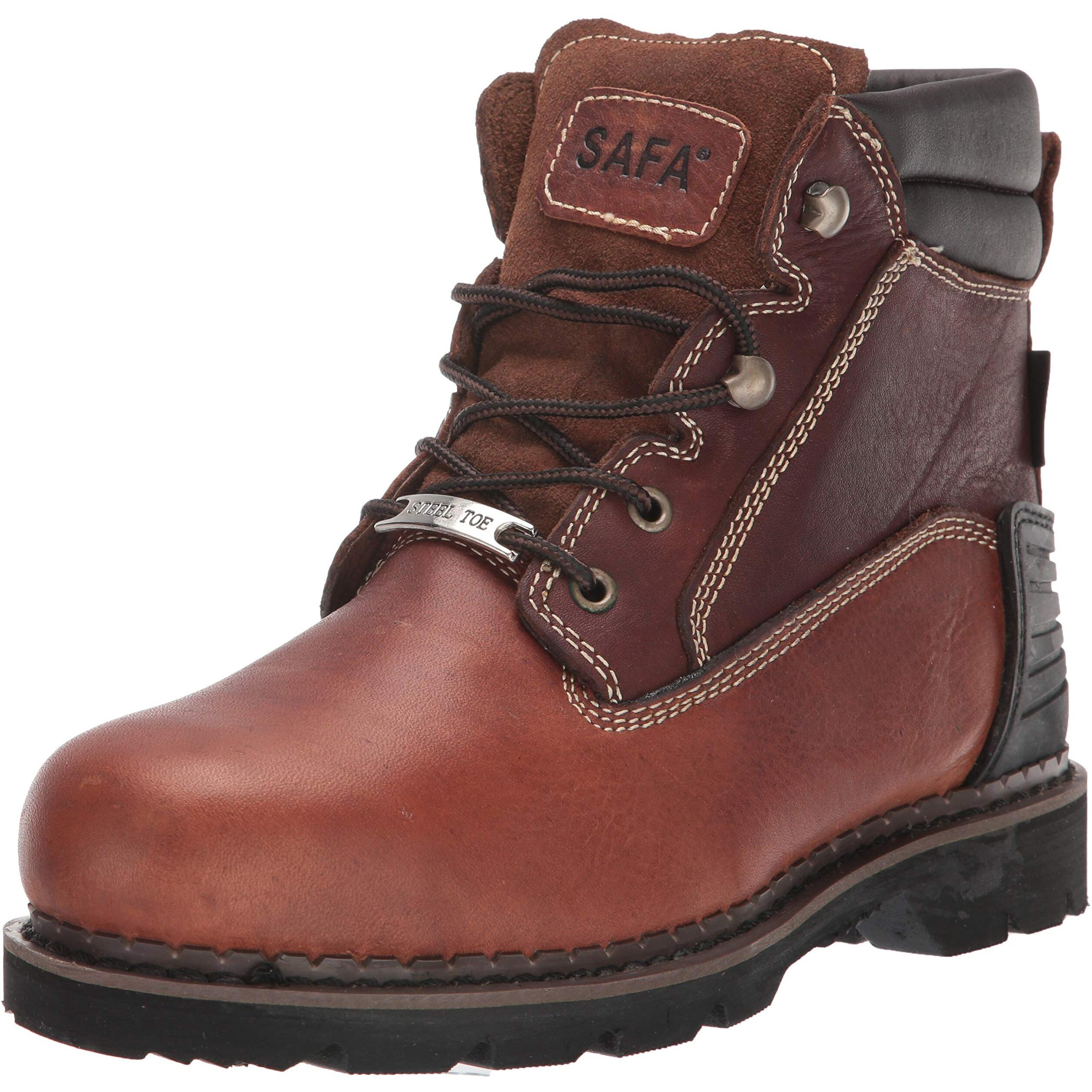 Safa Mens 6 Steel Toe Work Boots Brown Wide 10