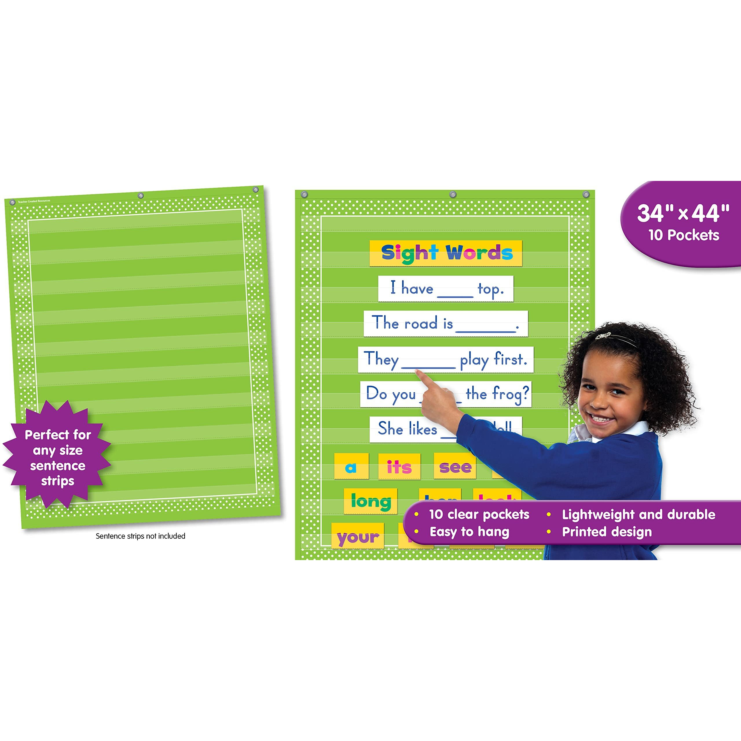 Lime Polka Dots 10 Pocket Chart