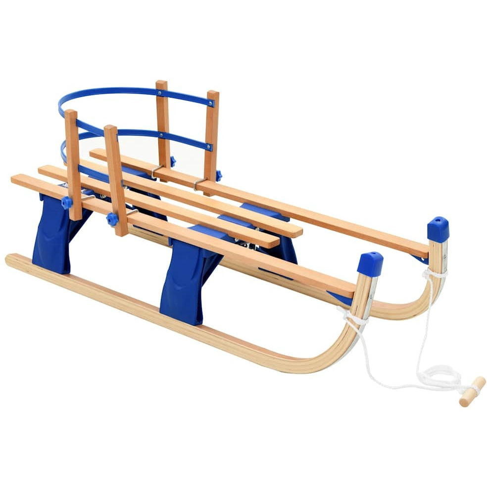 Vidaxl Folding Snow Sledge With Backrest Wood 46.9""