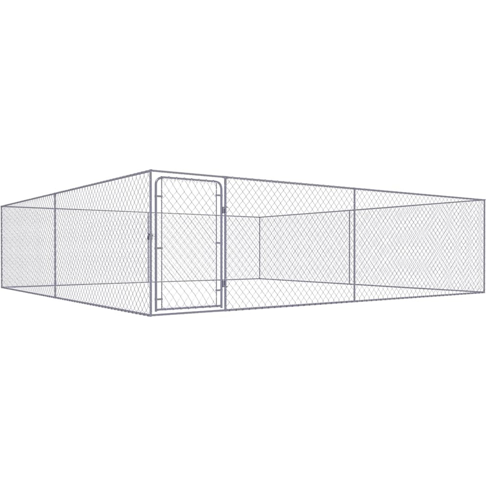 Vidaxl Outdoor Dog Kennel Galvanized Steel 13.1'X13.1'X3.3'