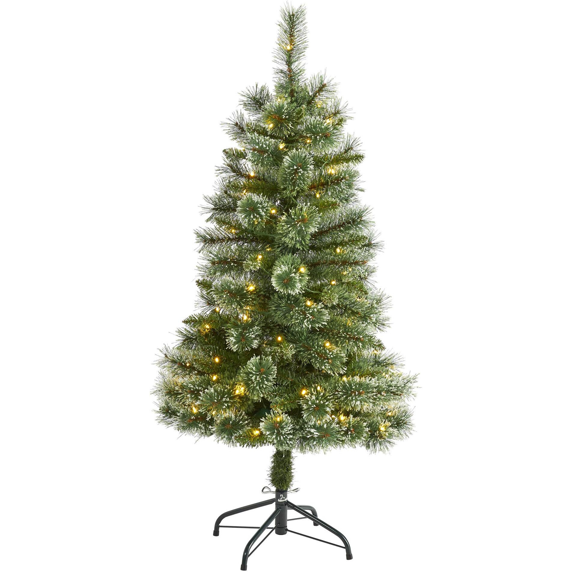 4 Wisconsin Slim Snow Tip Pine Artificial Christmas Tree With 100 Clear Led Light