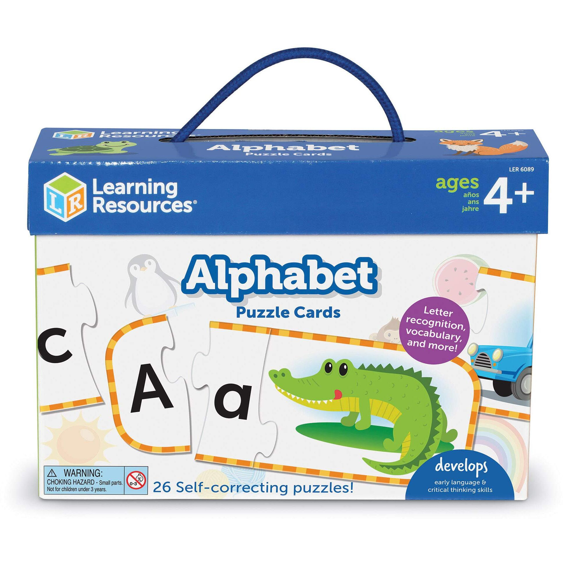 Learning Resources Alphabet Puzzle Cards, Kindergarten Readniness, Self Correcting Puzzles, Ages 4+, Multi