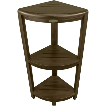 Teak Three Tier Corner Corner Shower Shelf  In  Brown Finish