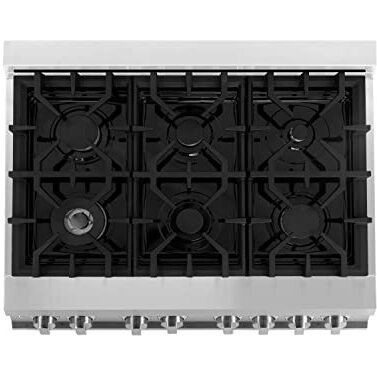 Zline 36"" 4.6 Cu. Ft. Electric Oven And Gas Cooktop Dual Fuel Range With Griddle And Brass Burners In Stainless Steel (Ra-Br-Gr-36)