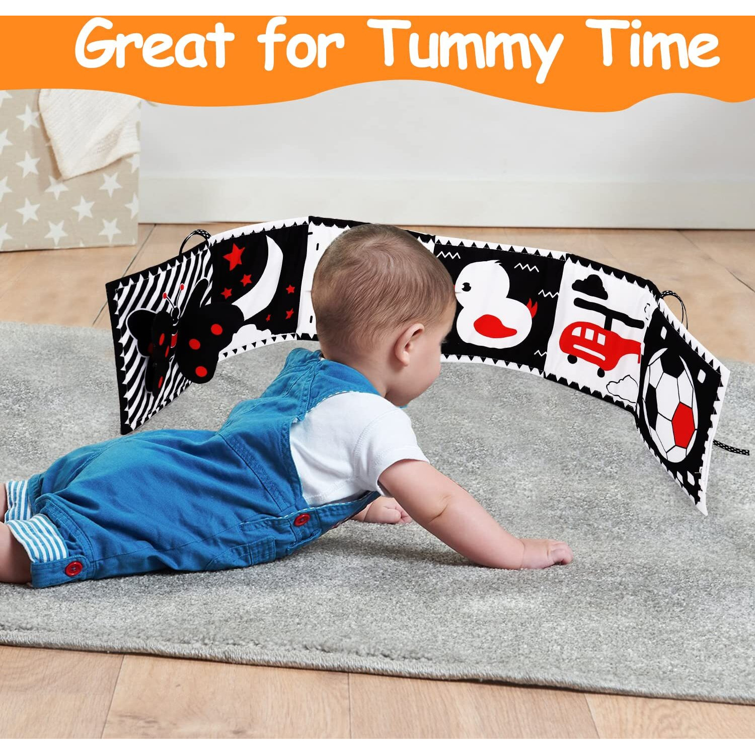 Black And White High Contrast Baby Toys 0-6 6-12 Months Soft Book For Newborn Brain Development Tummy Time Toys Infant Sensory Crinkle Toys 0-3 3-6 Month Montessori Learning Activities For Babies