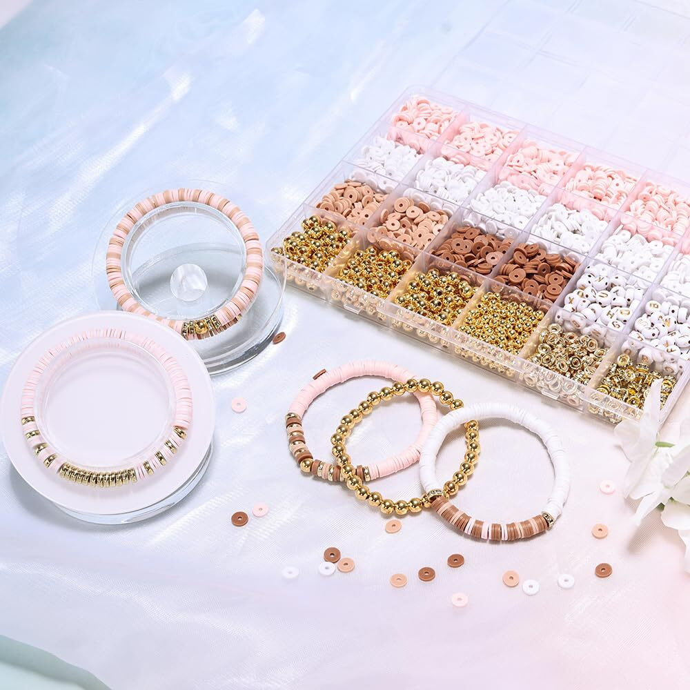 Lfliun Bracelet Making Kit Friendship Gold Beads Clay Beads Jewelry&Bracelet Making Kit For Teen Girls Charm Bracelet Maker Set With Letter Beaded Kit For Teen Girls Birthday Gift (Multicolour6)