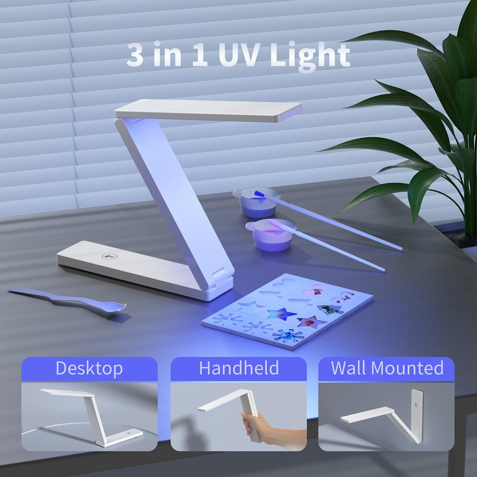 Winartton Uv Light For Resin Curing, 54W Uv Resin Light Lamp For Resin, Wireless & Foldable, 3-In-1 Uses, Resin Supplies For Uv Resin, Resin Molds, Jewelry Making, Diy Craft Decor