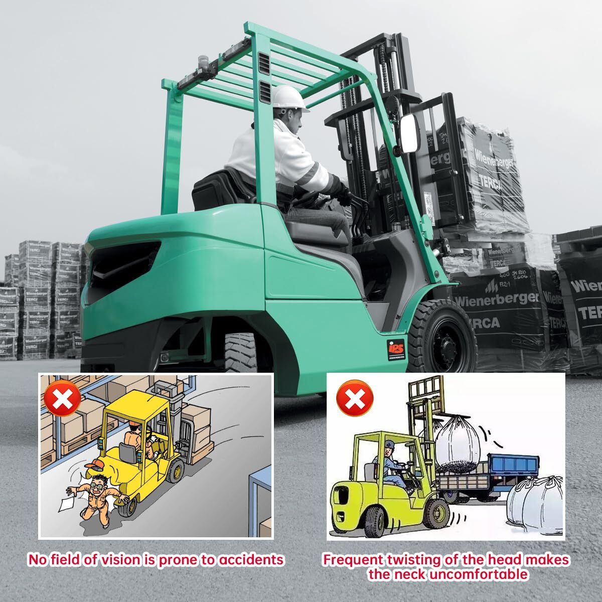 Shejisi Strong Magnetic Tractor Side Mirrors, Fit For TractorsForkliftsSmall DozersLawn MowerLift TrucksSafe And Practical Accessories Compatible With John Deere,Kubota,Toyota,Yale,Crown,Case Ih