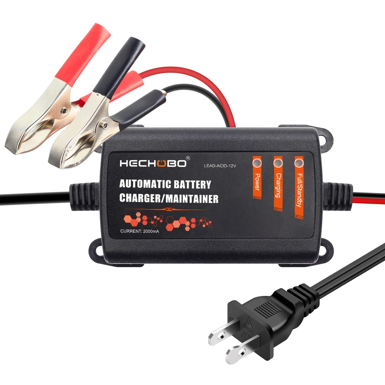 12V 2A Battery Charger, Trickle Charger For Lawn Mower Battery, Motorcycle, Car, Boat, Atvs, Riding Andmore -2000Ma Battery Maintainer And Desulfator Withintelligent Interface