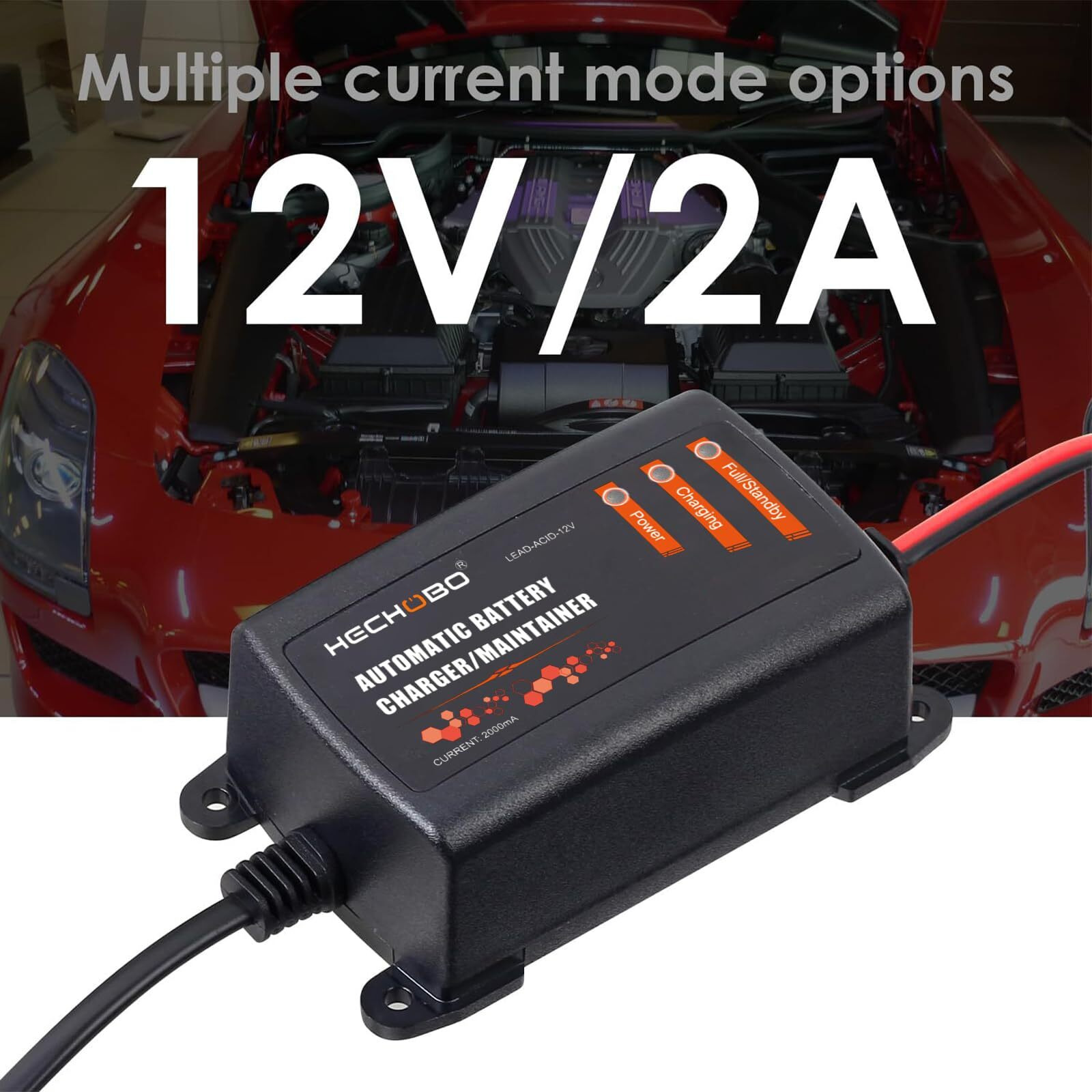12V 2A Battery Charger, Trickle Charger For Lawn Mower Battery, Motorcycle, Car, Boat, Atvs, Riding Andmore -2000Ma Battery Maintainer And Desulfator Withintelligent Interface