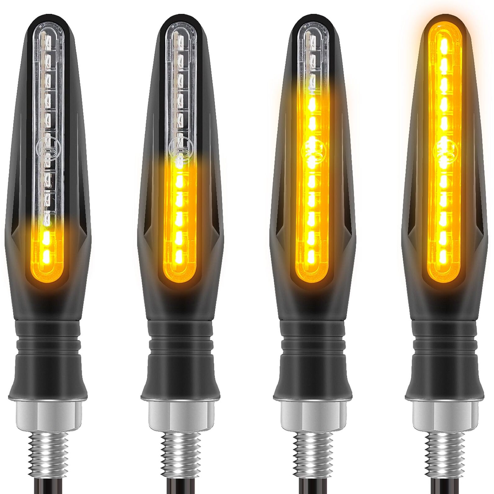 Kinstecks 4Pcs Motorcycle Indicators Flowing Turn Signal Lights Motorbike Turning Indicators 12V 12 Leds Bulbs
