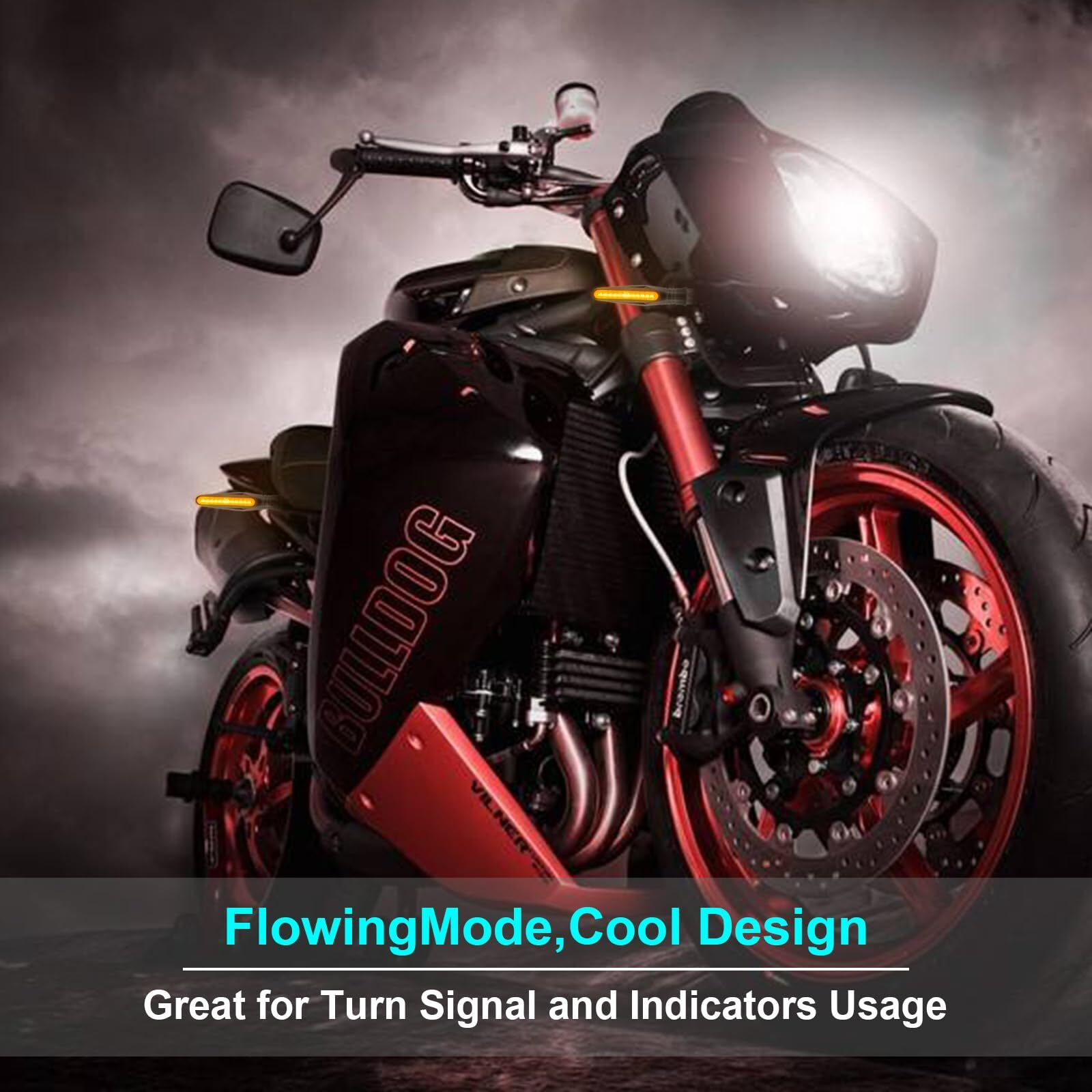 Kinstecks 4Pcs Motorcycle Indicators Flowing Turn Signal Lights Motorbike Turning Indicators 12V 12 Leds Bulbs