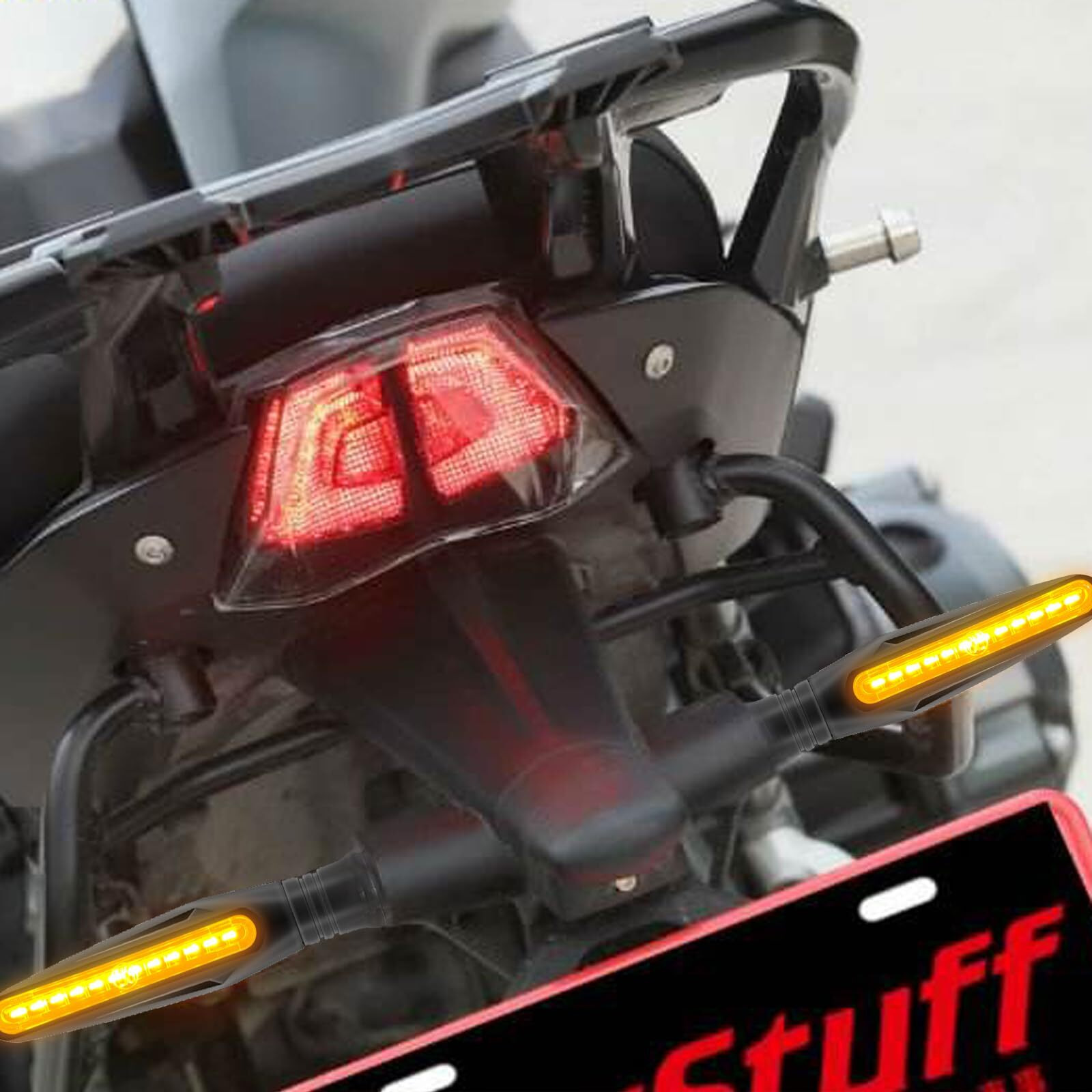 Kinstecks 4Pcs Motorcycle Indicators Flowing Turn Signal Lights Motorbike Turning Indicators 12V 12 Leds Bulbs