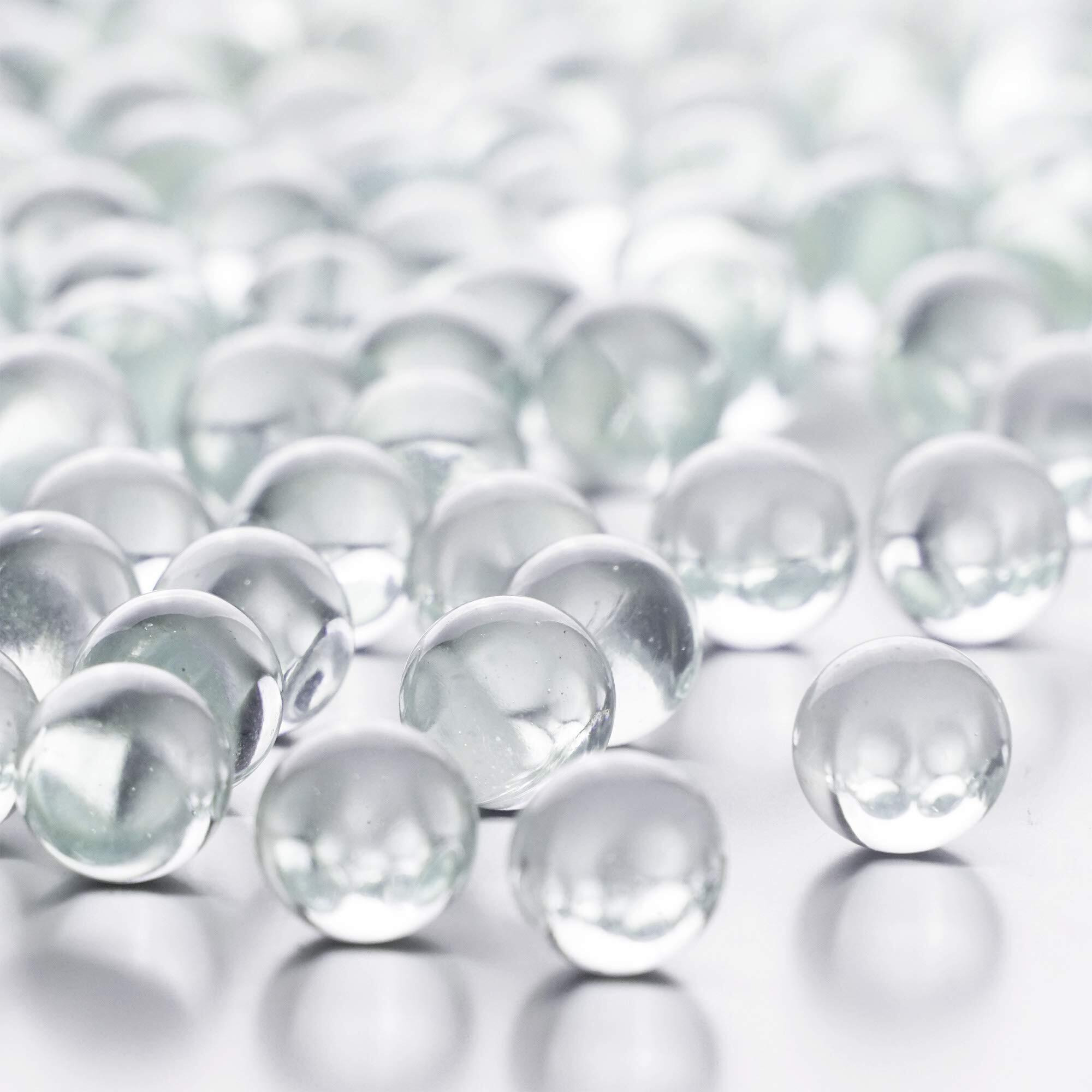 Cys Excel Clear Glass Marble Gemstone Vase Filler (1 Lb) | Multiple Color Choices Aquarium Glass Round Marble Beads | Decorative Mosaic Glass Gem Pebbles (Approx. 80-93 Pcs)