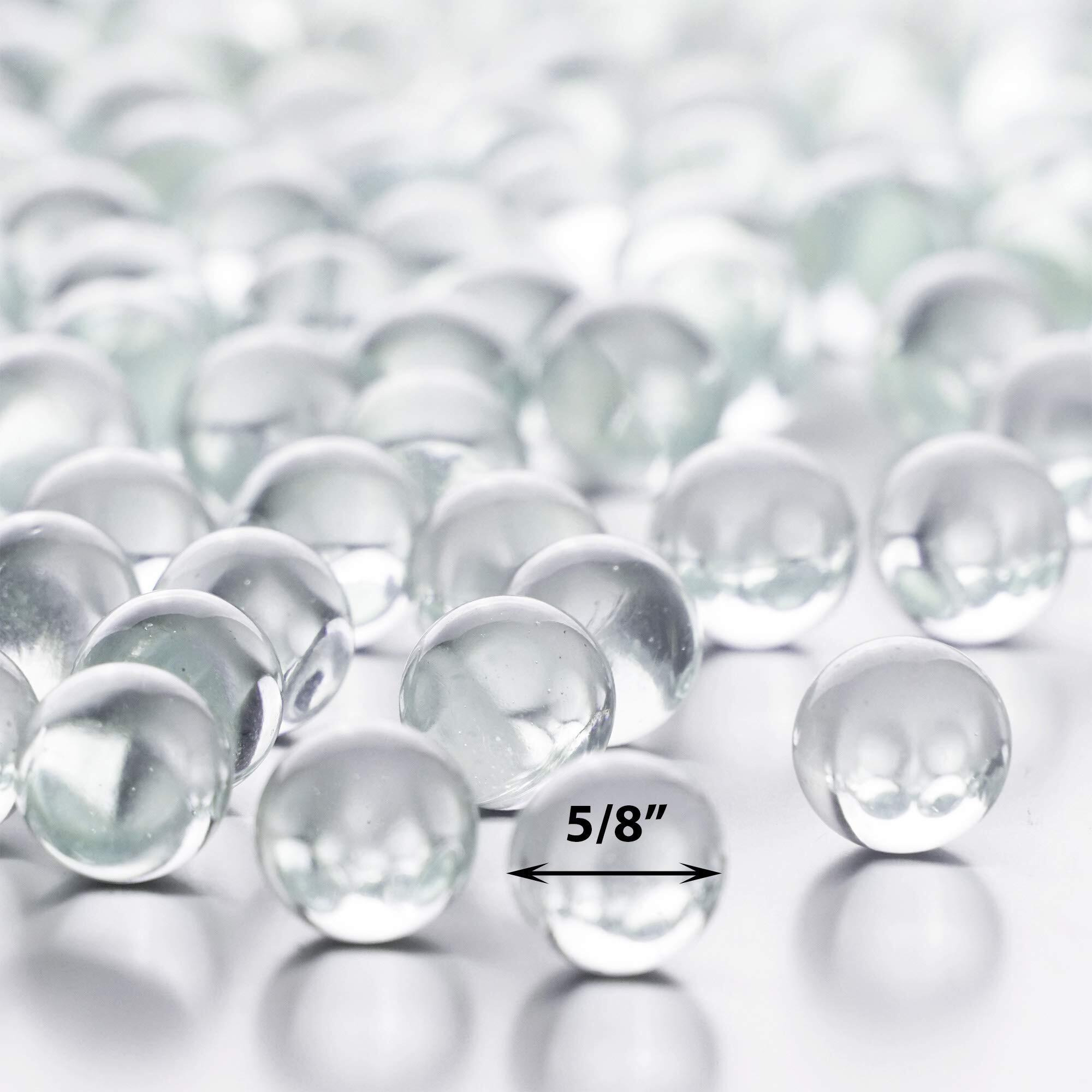 Cys Excel Clear Glass Marble Gemstone Vase Filler (1 Lb) | Multiple Color Choices Aquarium Glass Round Marble Beads | Decorative Mosaic Glass Gem Pebbles (Approx. 80-93 Pcs)