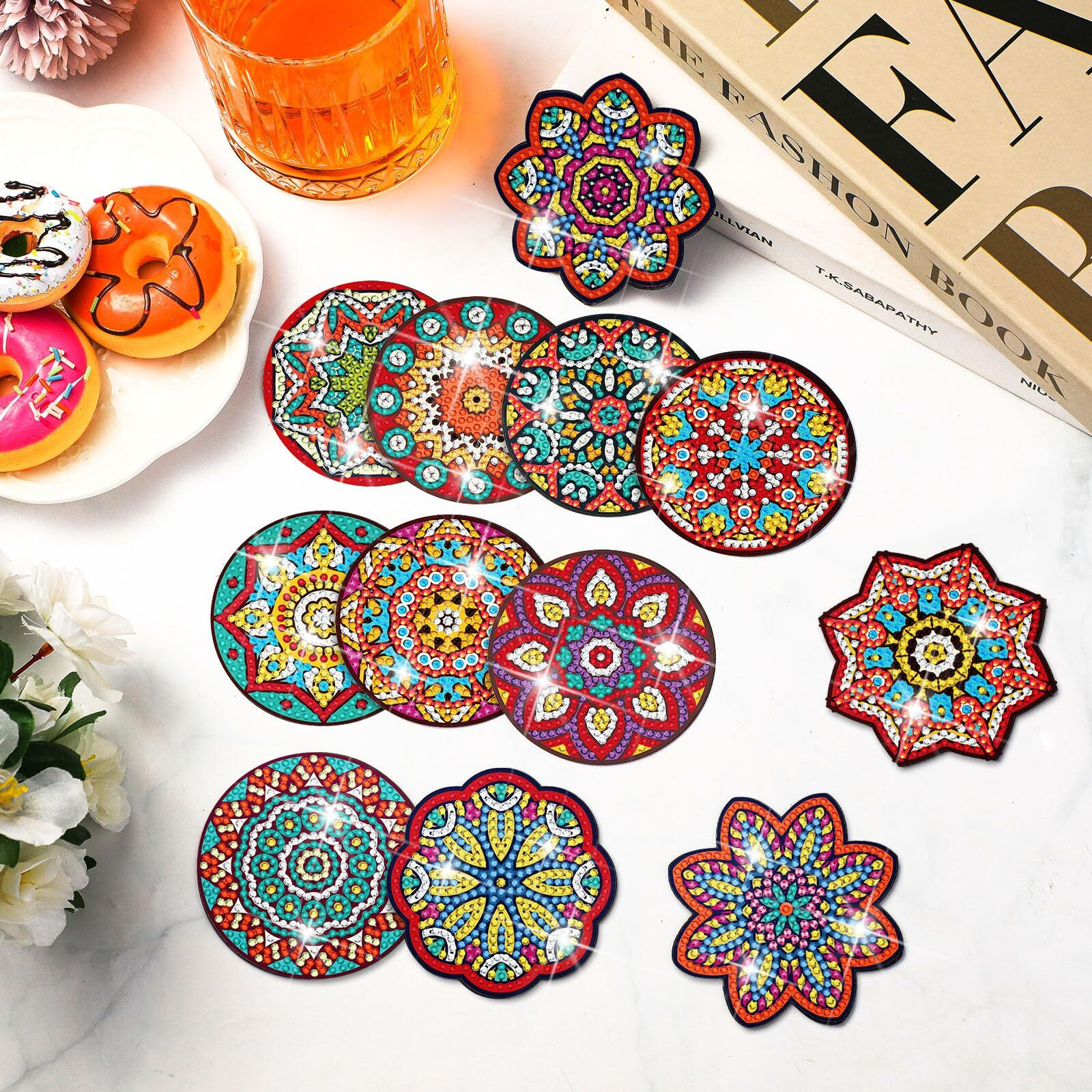 Zonon 12 Pcs Refrigerator Diamond Painting Magnets Easy Diamond Painting Kits Fridge Diamond Art Magnets Diamond Art Kits Diamond Painting Stickers For Adults Diy Home Decors(Vintage Mandala)