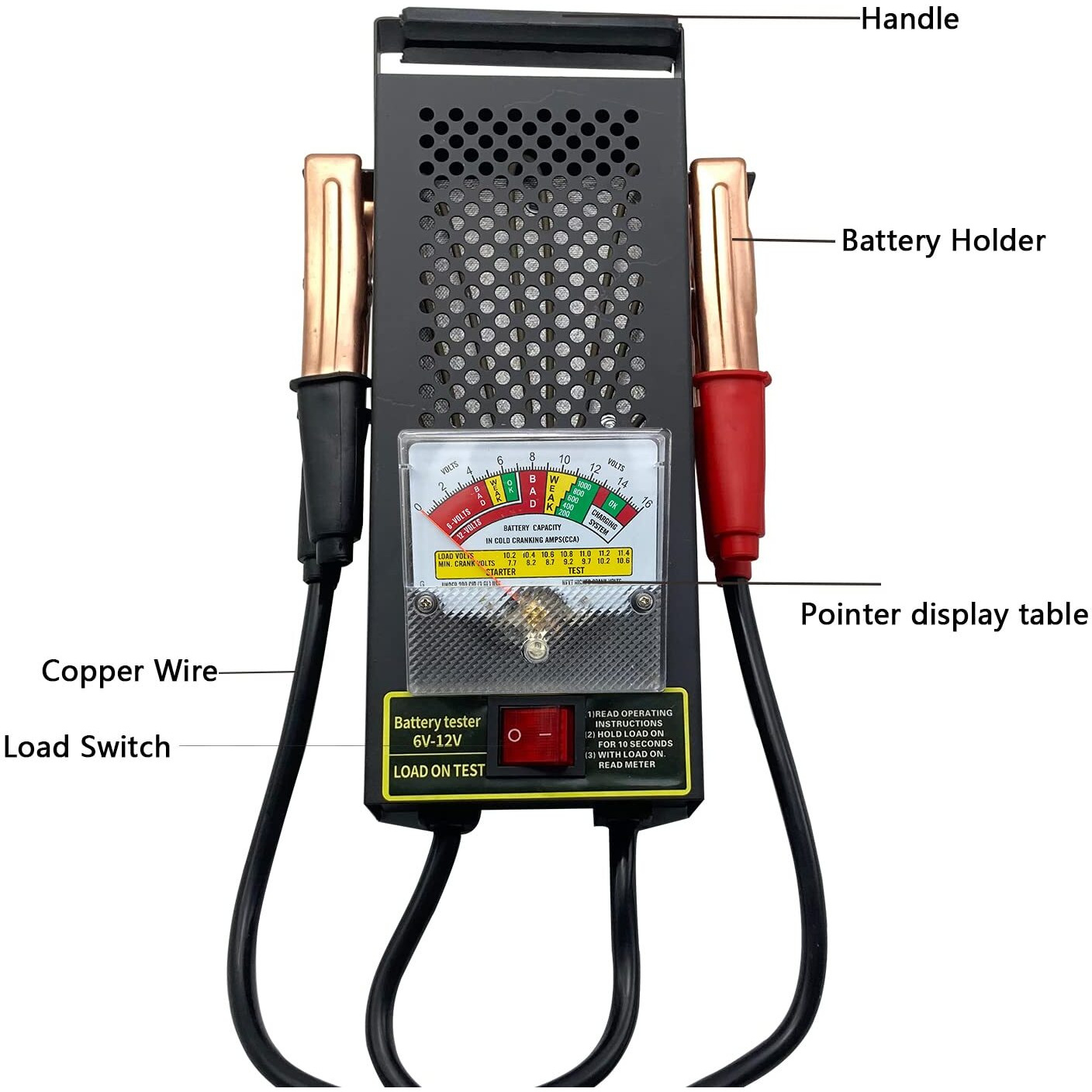 Battery Load Tester, Car Battery Load Tester 6V 12V Battery Alternator Tester With Voltmeter And Alligator Clips For All Batteries Car, Rvs, Motorcycles, Atv, Boats