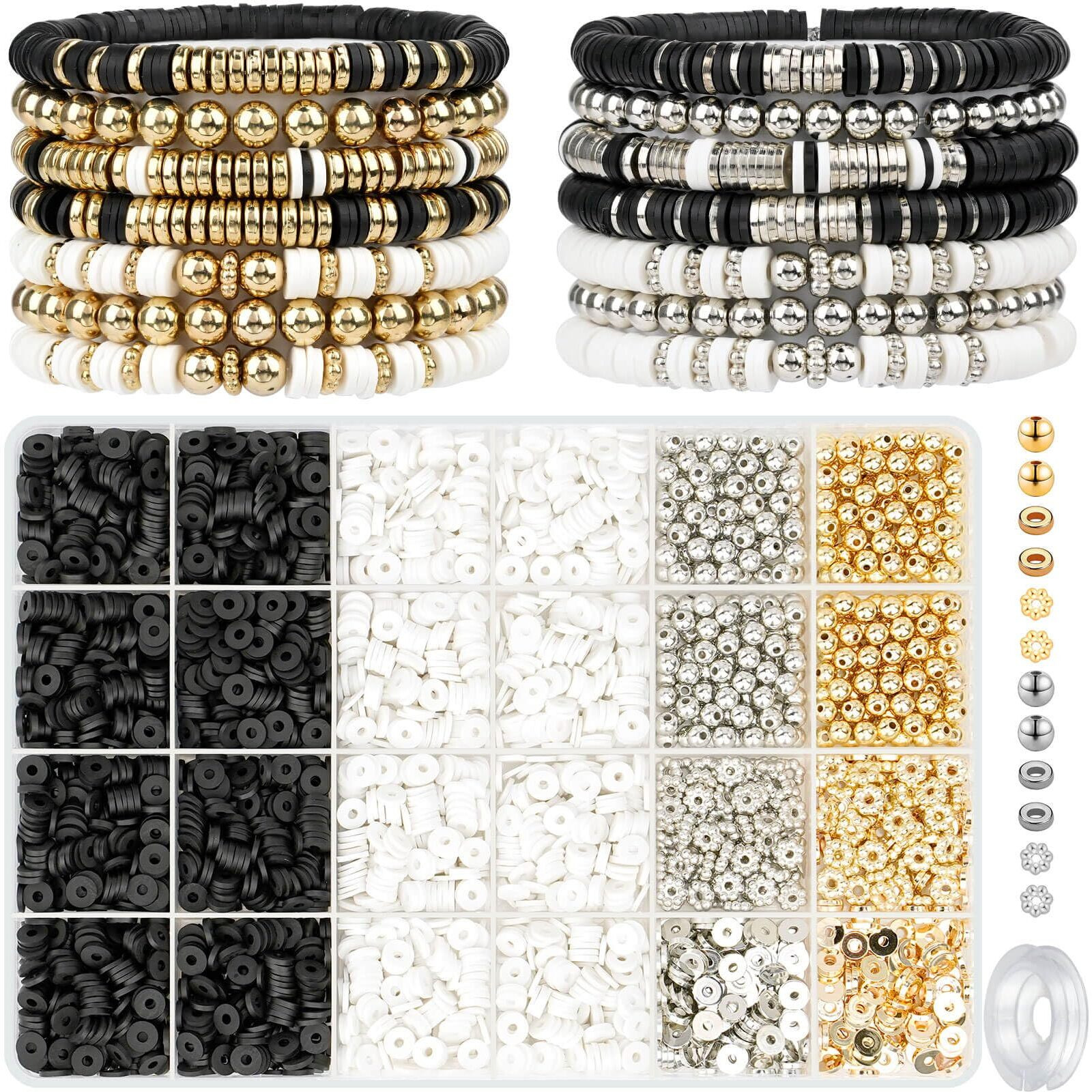 Gionlion 3000 Pcs Clay Beads Bracelets For Women, Bracelet Making Kit Golden Beads For Jewelry Making, Charms Bracelet Kit Diy Arts And Crafts Birthday Gifts Preppy