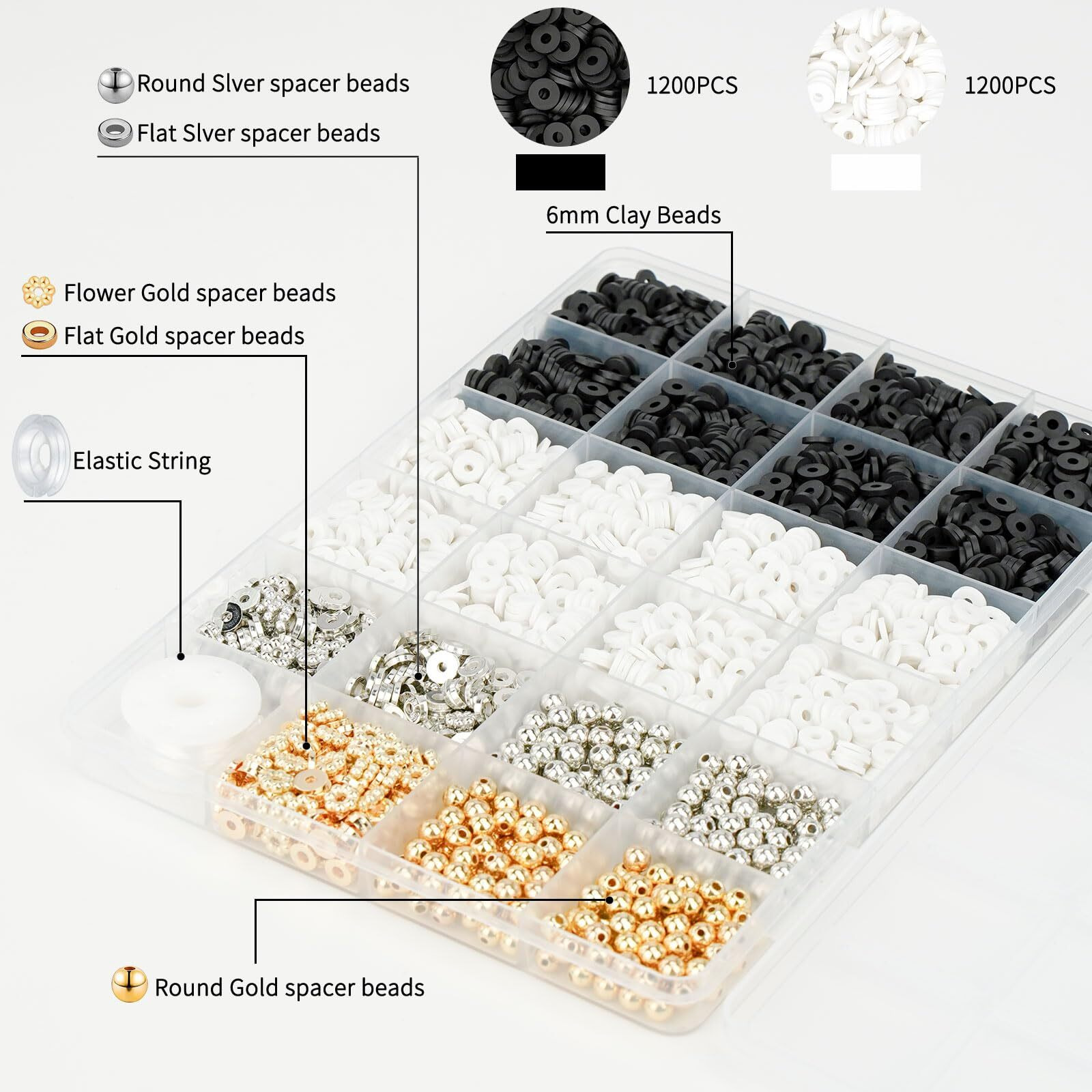 Gionlion 3000 Pcs Clay Beads Bracelets For Women, Bracelet Making Kit Golden Beads For Jewelry Making, Charms Bracelet Kit Diy Arts And Crafts Birthday Gifts Preppy