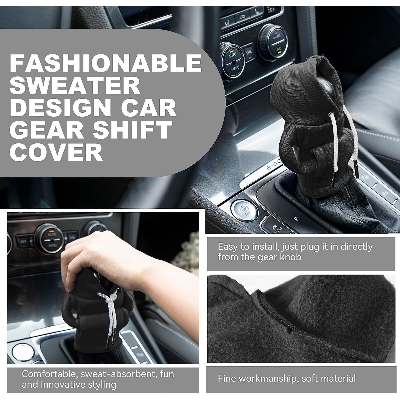Gear Shift Hoodie, Gear Shift Cover, Universal Car Shift Knob Hoodie, Mini Hoodie For Car Shifter, Automotive Interior Cute Gadgets, Car Accessories And Decorations