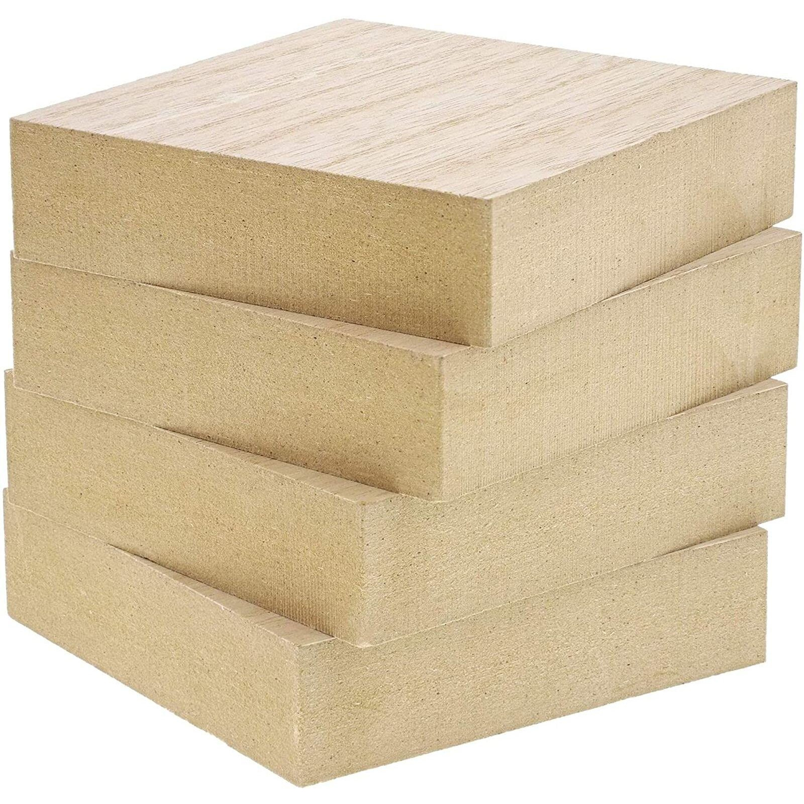 Bright Creations Unfinished Mdf Wood Blocks For Crafts, 1 In Thick Wooden Square Blocks (4X4 In, 4 Pack)