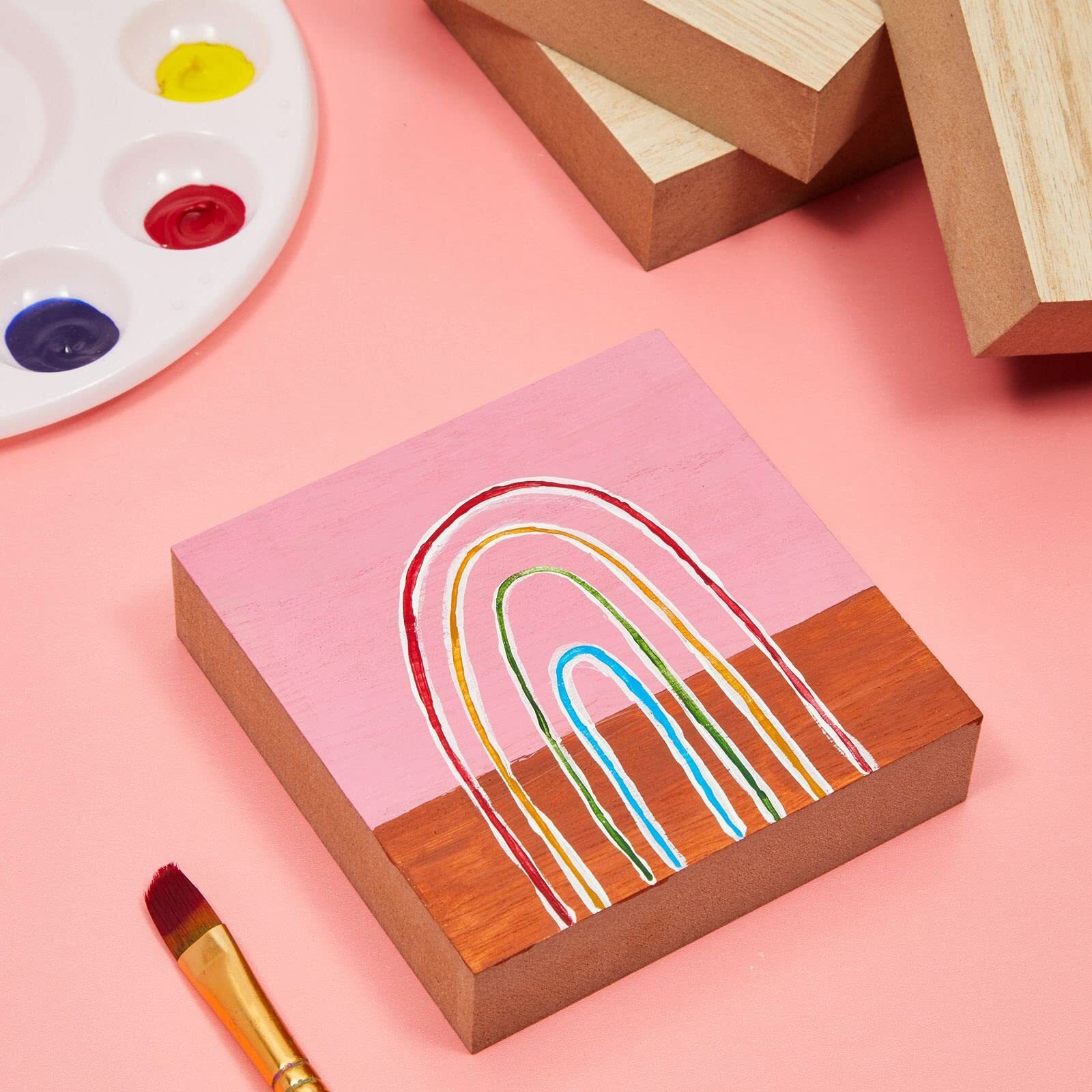 Bright Creations Unfinished Mdf Wood Blocks For Crafts, 1 In Thick Wooden Square Blocks (4X4 In, 4 Pack)